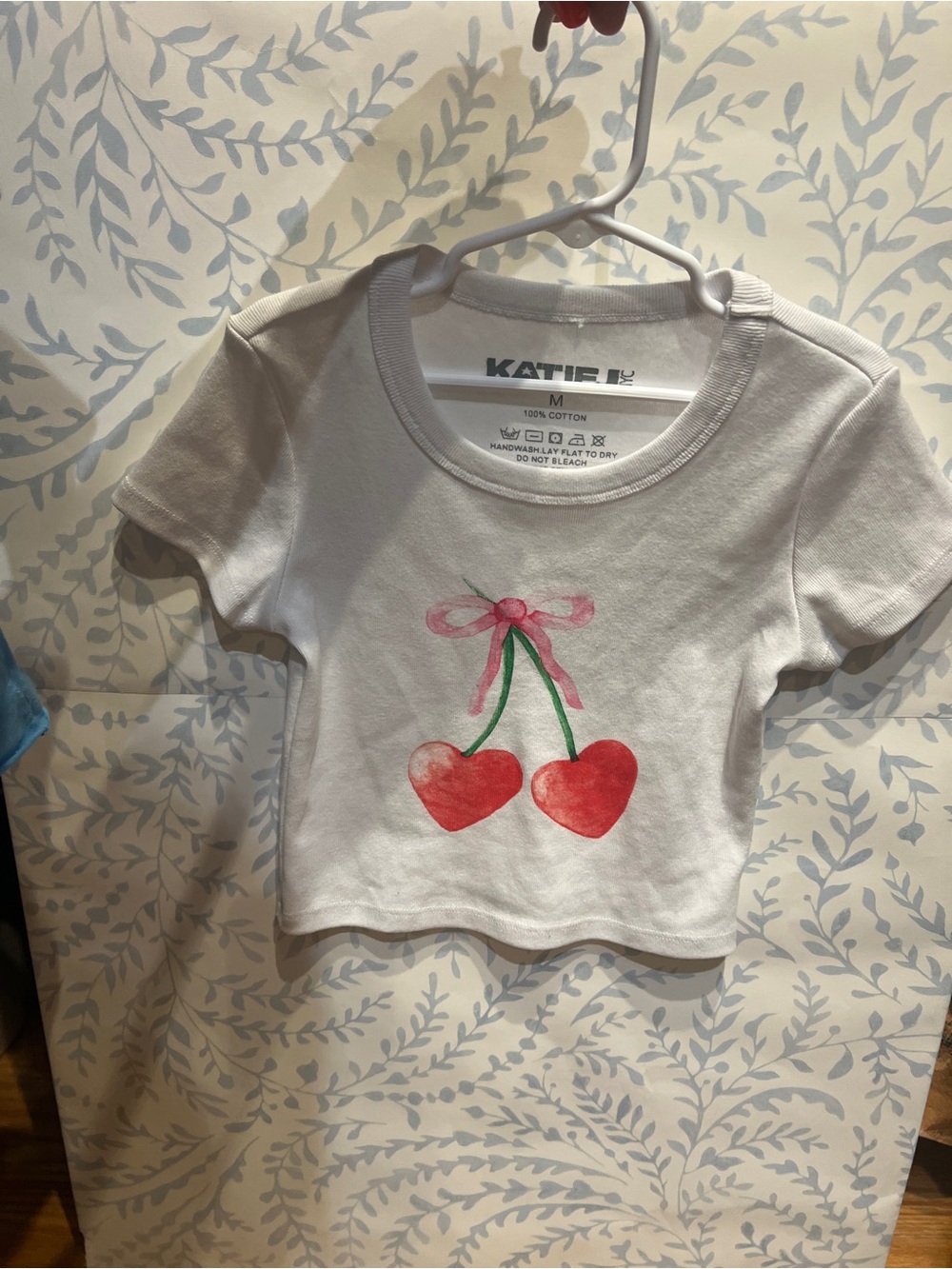 Katie J NYC White Kids' Cherry Tee with Pink Bow